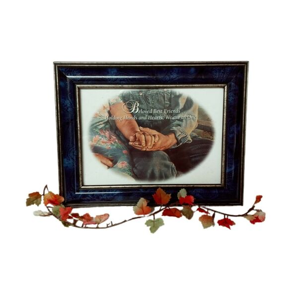 Farmer Couple Framed Print Love Inscription VTG Decor 💙 - Picture 9 of 9